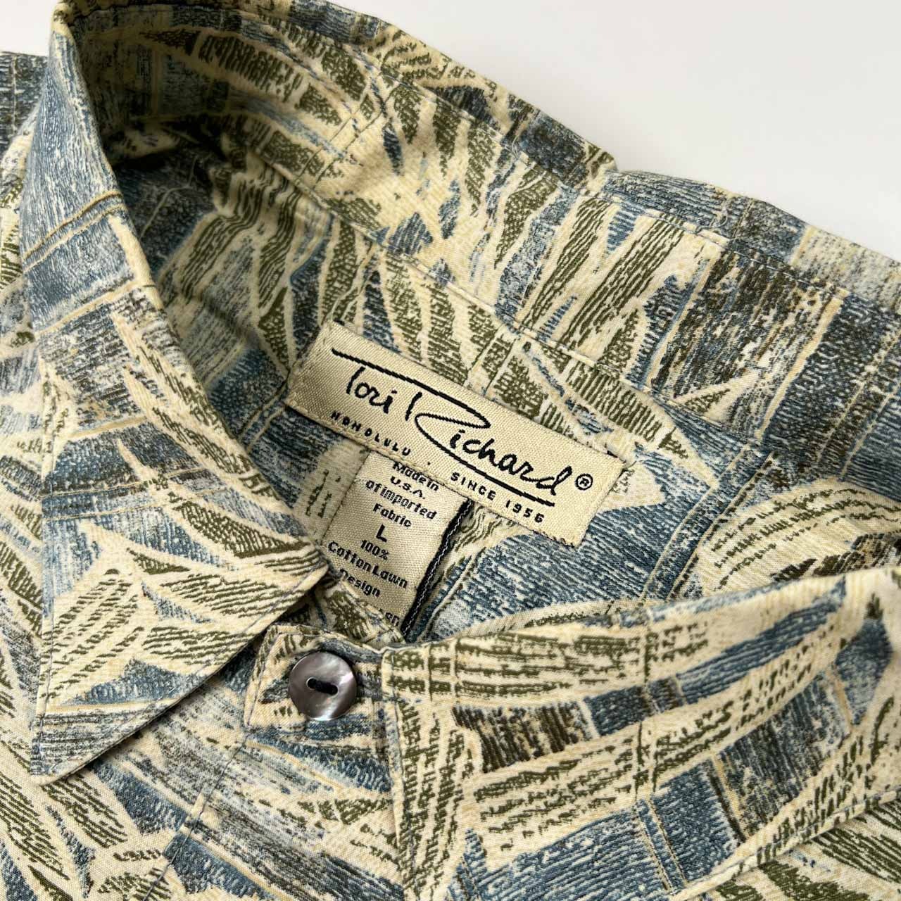 80s 90s Tori Richard トリリチャード 総柄 コットン 半袖シャツ アロハシャツ サイズ L /ビンテージ
