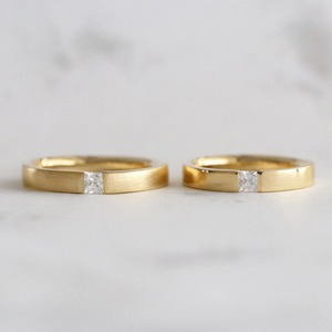 【結婚指輪】プリンセスカットダイヤモンド_K18YG