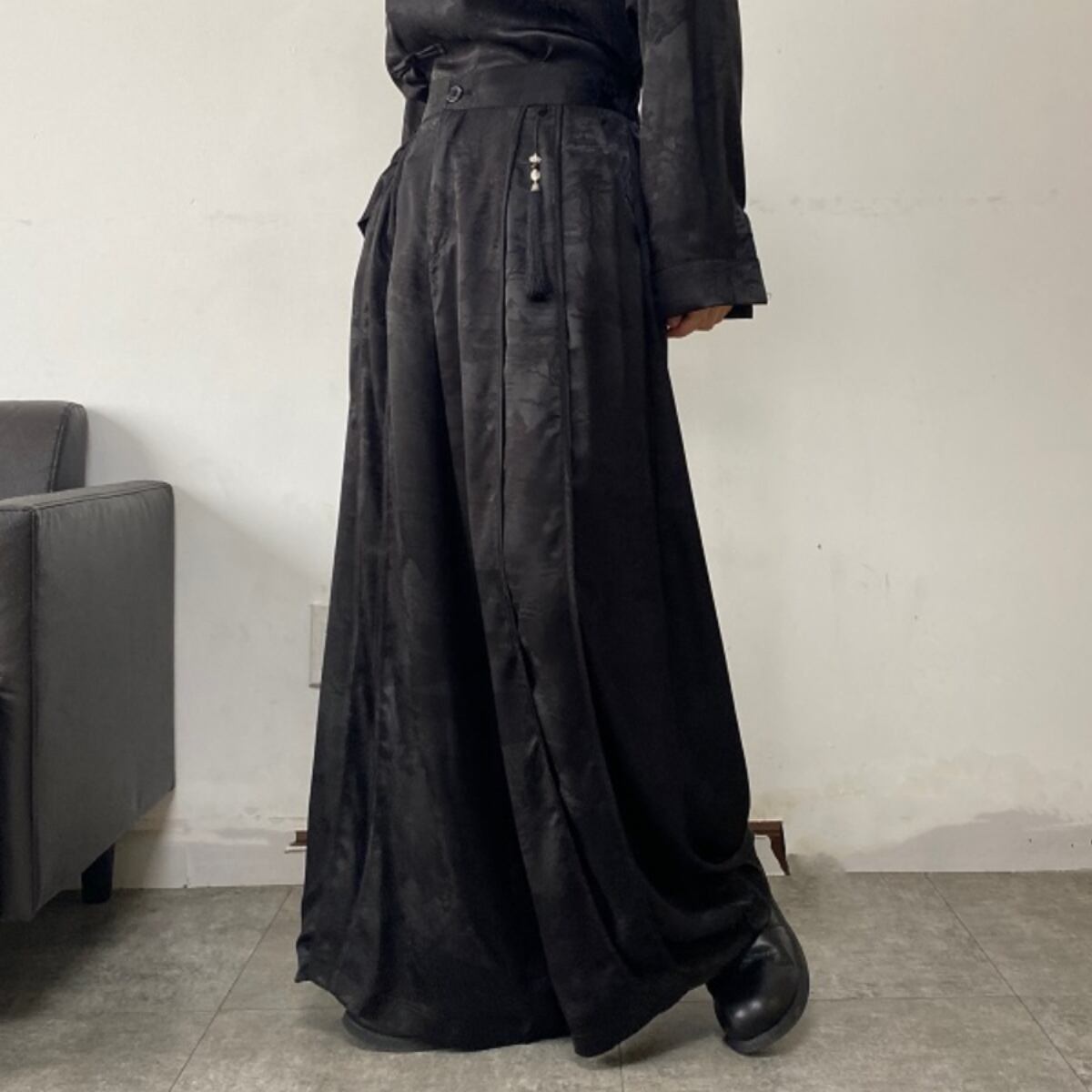 チャイニーズジャガードパンツ ワイドパンツ 10051