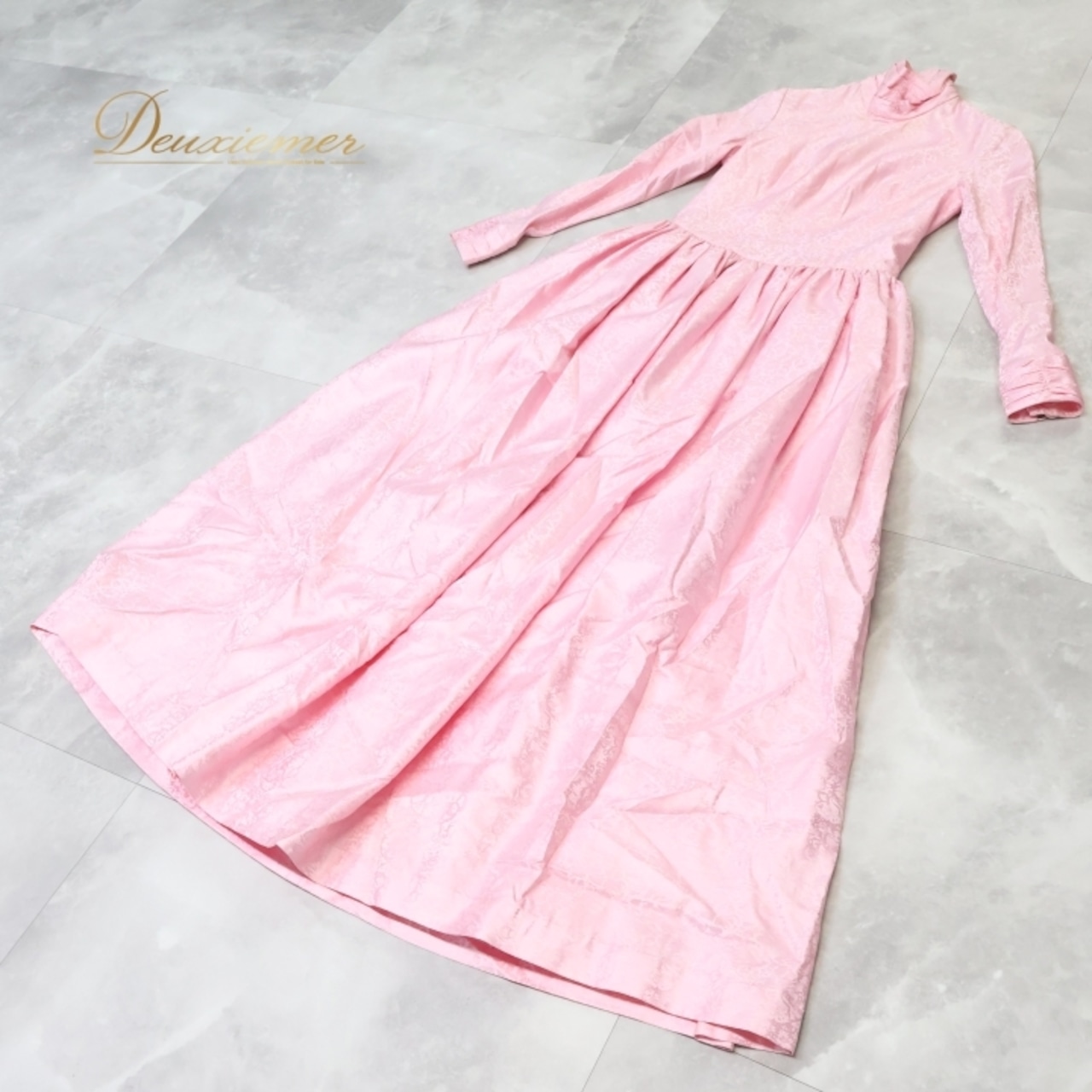 パーティドレス ワンピース ドレス ピンク系 ピンク 柄 模様 発表会 演奏会 ダンス 舞台 衣裳 リボン 露出なし フォーマル 女性用 おしゃれ パーティー用