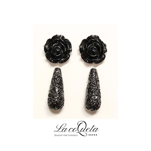 【ご予約品】シンプルフラメンコピアス/イヤリング（ブラック）
