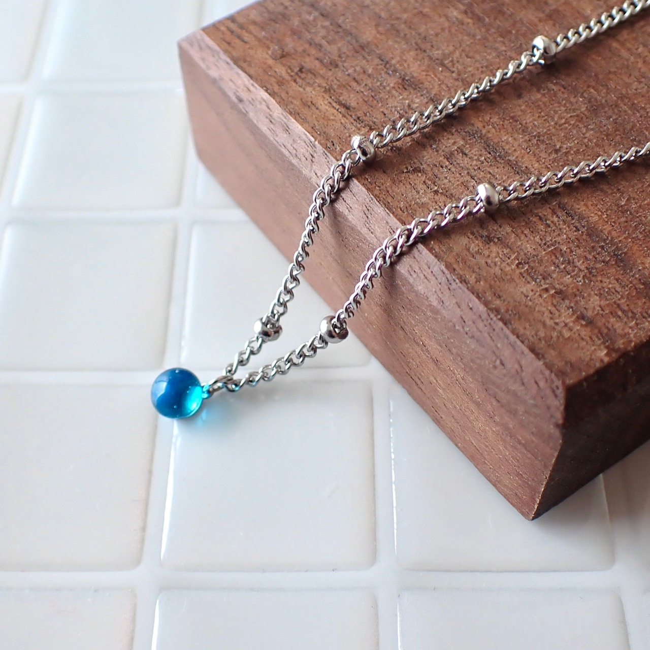 琉球ガラスのひと粒ネックレス 42cm