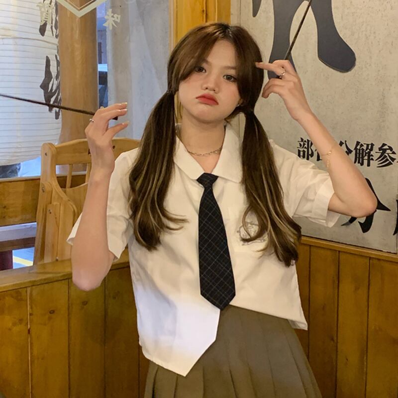 ホワイトショートシャツ レディースサマー薄手スタイルトップス 夏物 スーパーモール44733447661