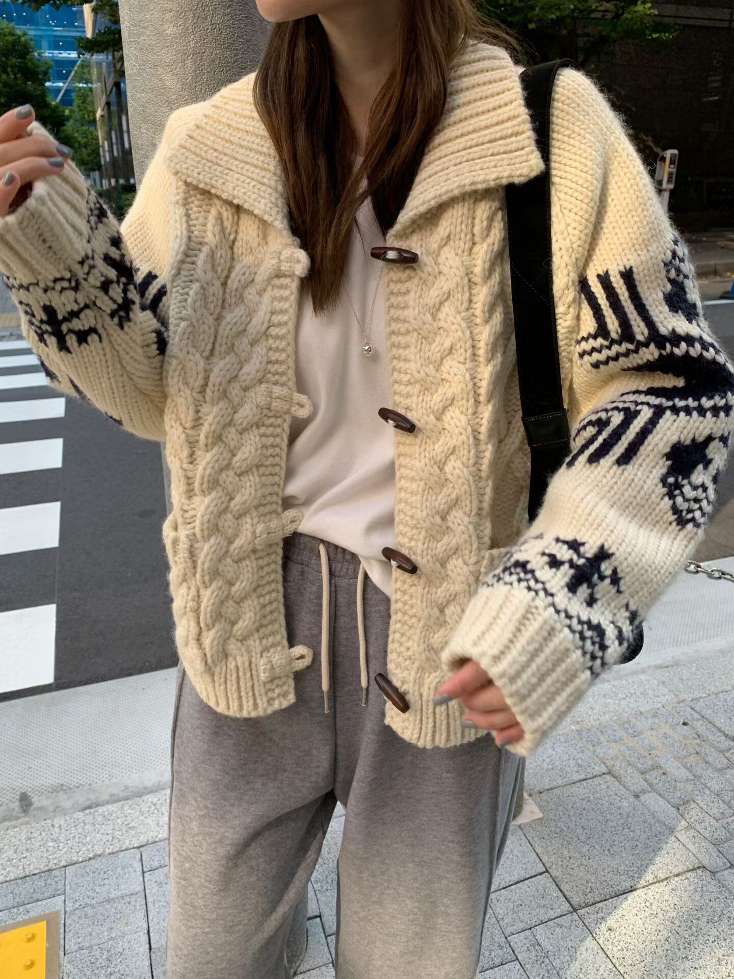 (予約)mellounge / Jagd color blocking cowichan cardigan / 2color