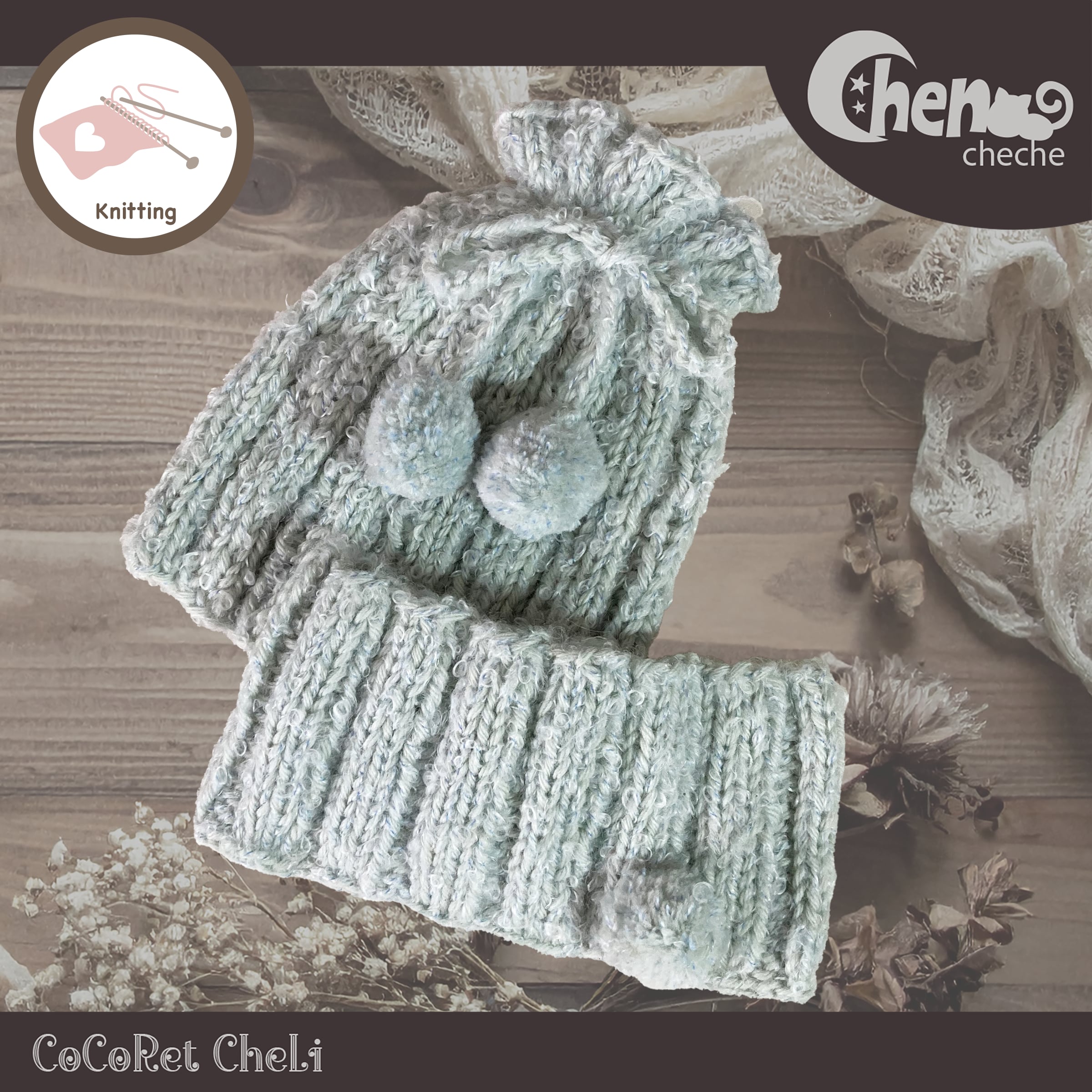 ニット帽&ネックウォーマー マシュマロ(セラドン)