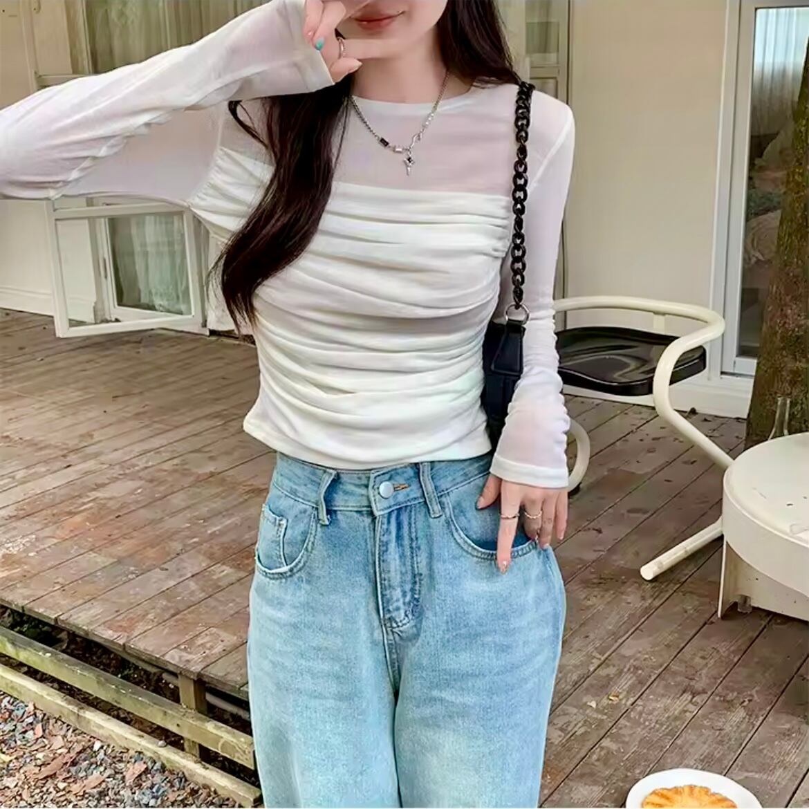 シアーシャーリングロングTシャツ