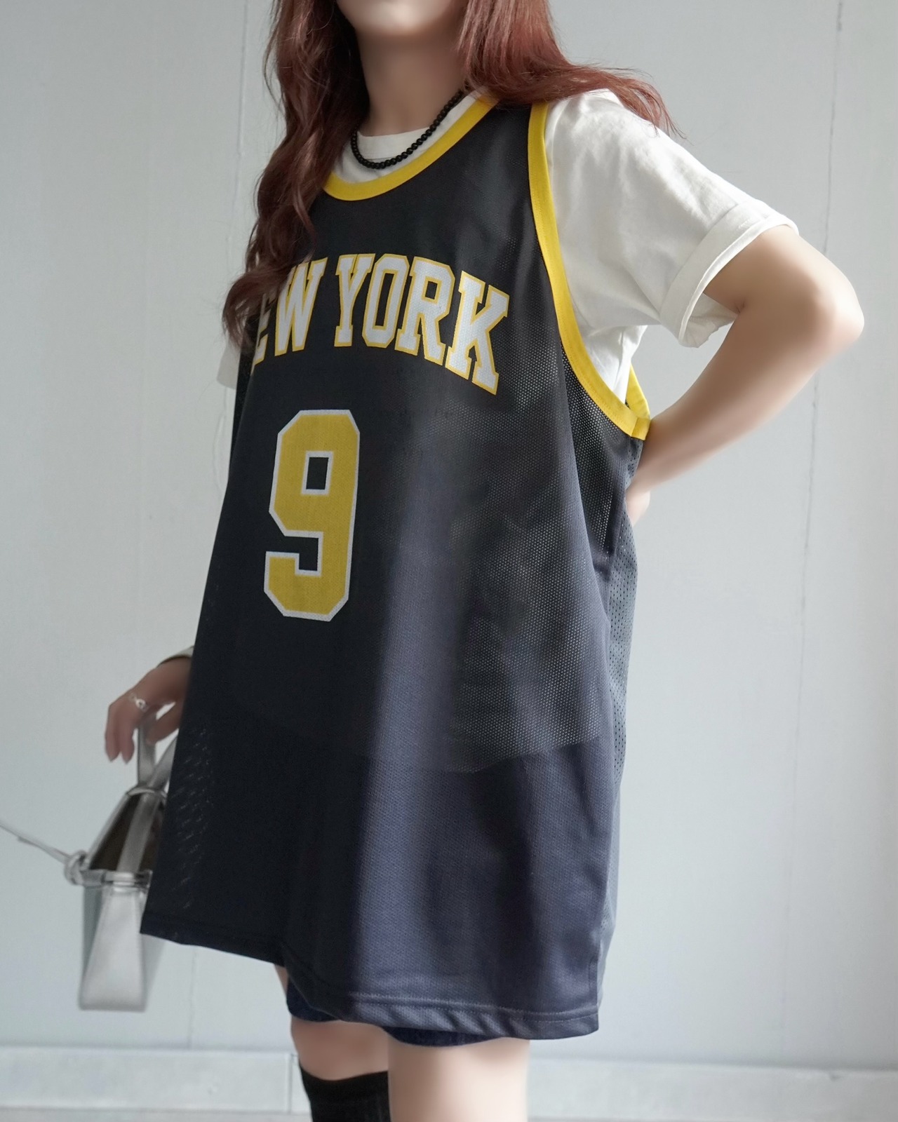 Newyork team numberingメッシュタンクtops/Navy