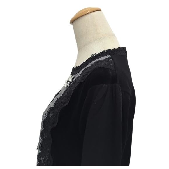 スーパービューティー セーター ベロア グレンチェック柄 胸元レース