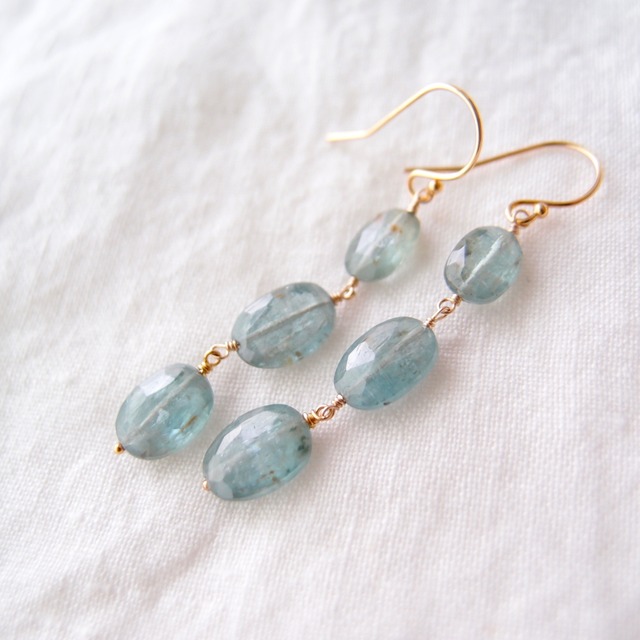 【K14gf】Kyanite Earrings／カイヤナイト ロングピアス