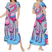 Women's Short Sleeve Long Draped Dress 4562
