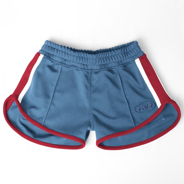 Center pleat sideline jersey shorts(センタープリーツサイドラインジャージショートパンツ)【Purple×Black】