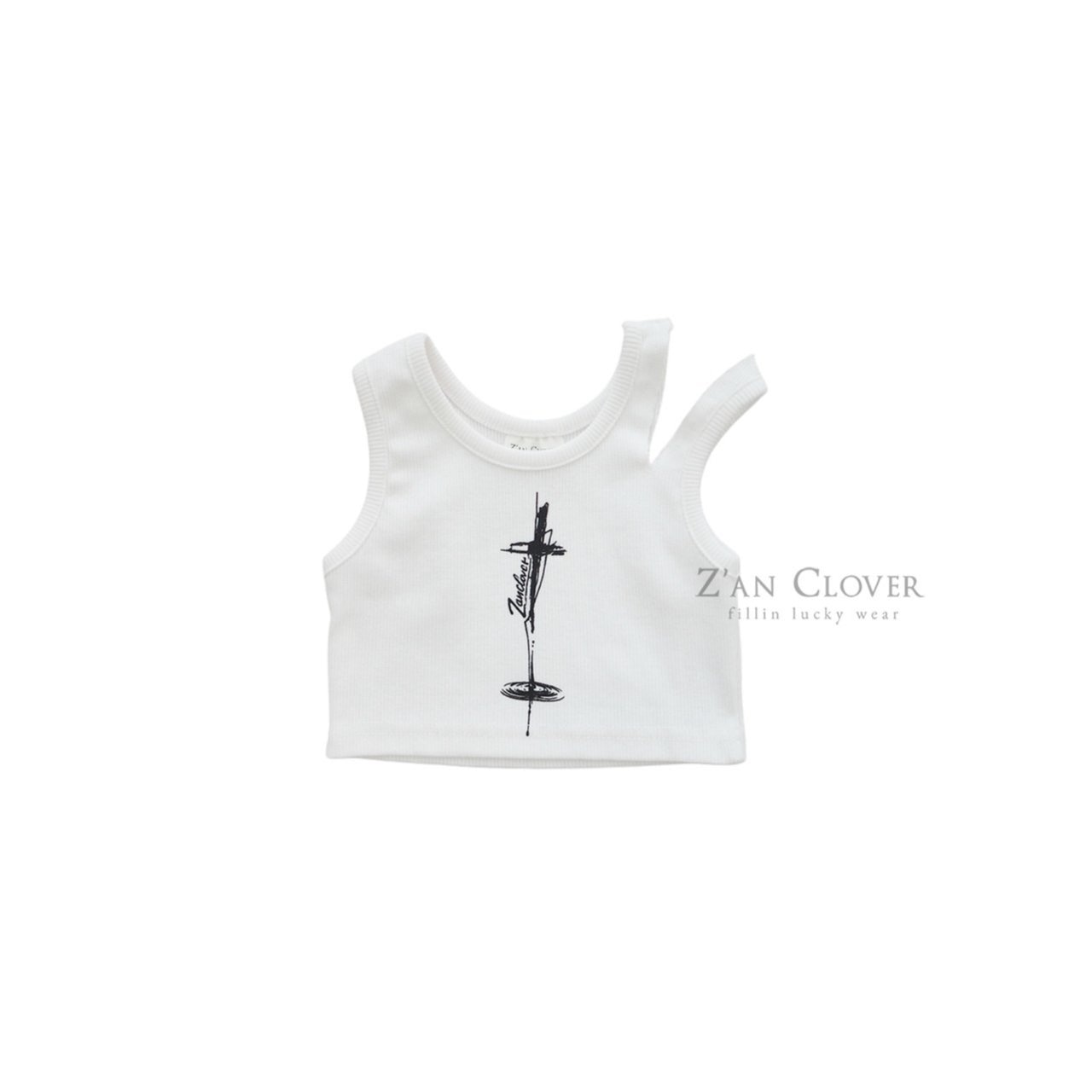 [Z’AN CLOVER] Asymmetrical slit tank top +fee2 / [지안클로버] 언발트임탱크탑