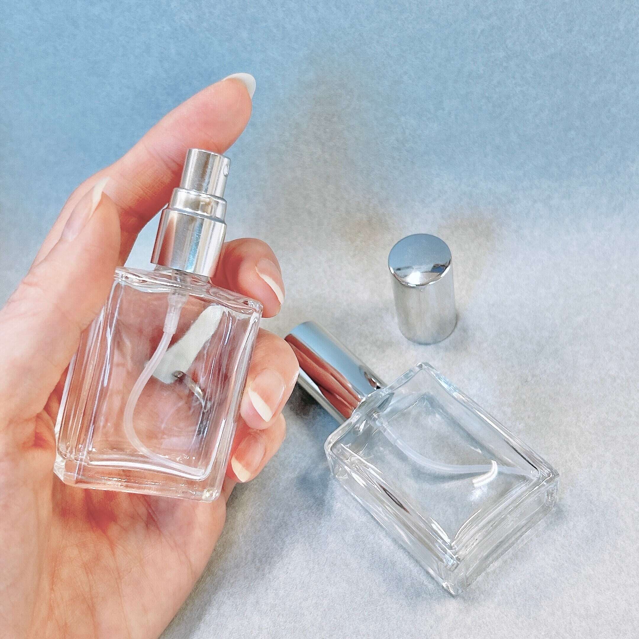 シルバー キャップ スクエア ミニ スプレーボトル】 1本 15ml クリア