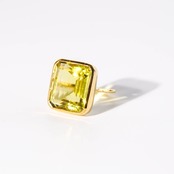 【15号-B】グリーンゴールドレモンクォーツ リング（グラン）