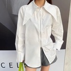 Drop shoulder long sleeve white shirt jacket (ME323)