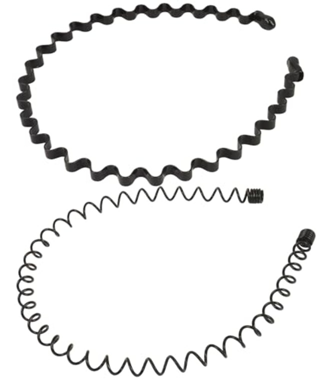 カチューシャ メンズ レディース 【痛くない・しっかり留まる・7つ組み合わせセット】 2・３本セット 防錆メッキ ヘアバンド 髪飾り ヘアアレンジ 前髪止め 保護ゴムあり 調節可能 スプリング 波型 スプリング シンプル かっこいい 洗顔 スポーツ 男女兼用 (2枚セットD)