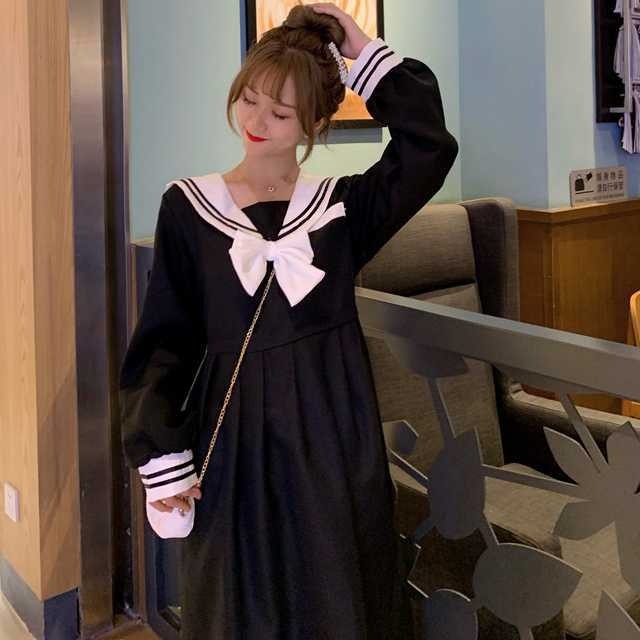 再入荷 セーラー風ワンピース ワンピース レディース 長袖 セーラー服 ショートワンピース ショート丈 フレアワンピース 大人かわいい 着痩せ 痩せ見え 大きめサイズ 夢かわ セットアップやパンツドレスなど二次会ドレスに合う海外ファッションサイト Urubei