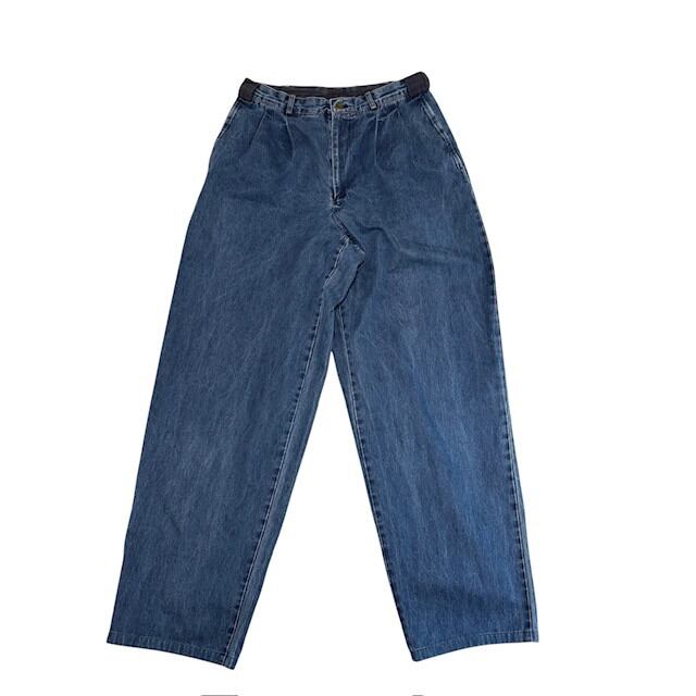 古着 パパス Papas ツータック ワイド デニムパンツ クリーニング済み インディゴブルー メンズ Mサイズ