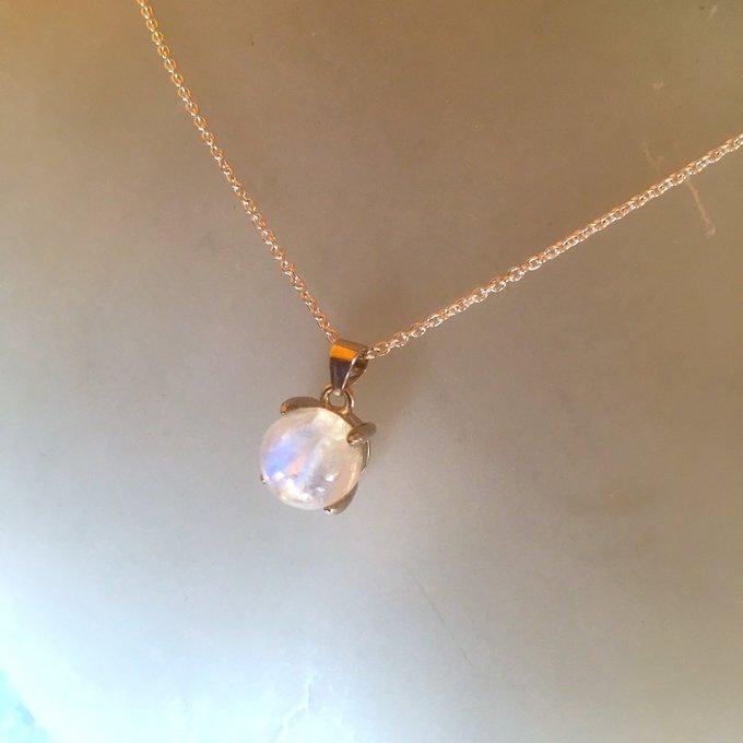 【一点物】✦6月の誕生石✦⋆.·SV925⋆.満月レインボームーンストーンPetitネックレス⋆.·Moonlit Dream.·✦no99