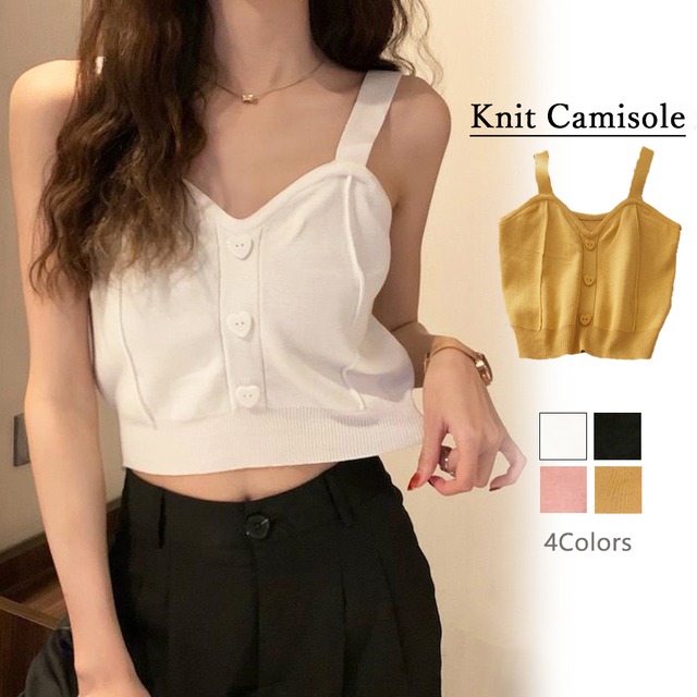 ニットキャミソール へそ出し 春夏