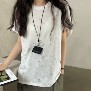 フラワーカットワークシアーブラウス 2litr03023
