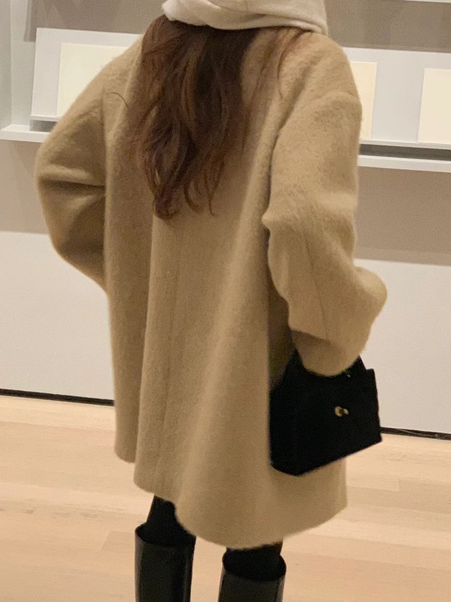 (OUNCE)  center  alpaca half  coat / 2color