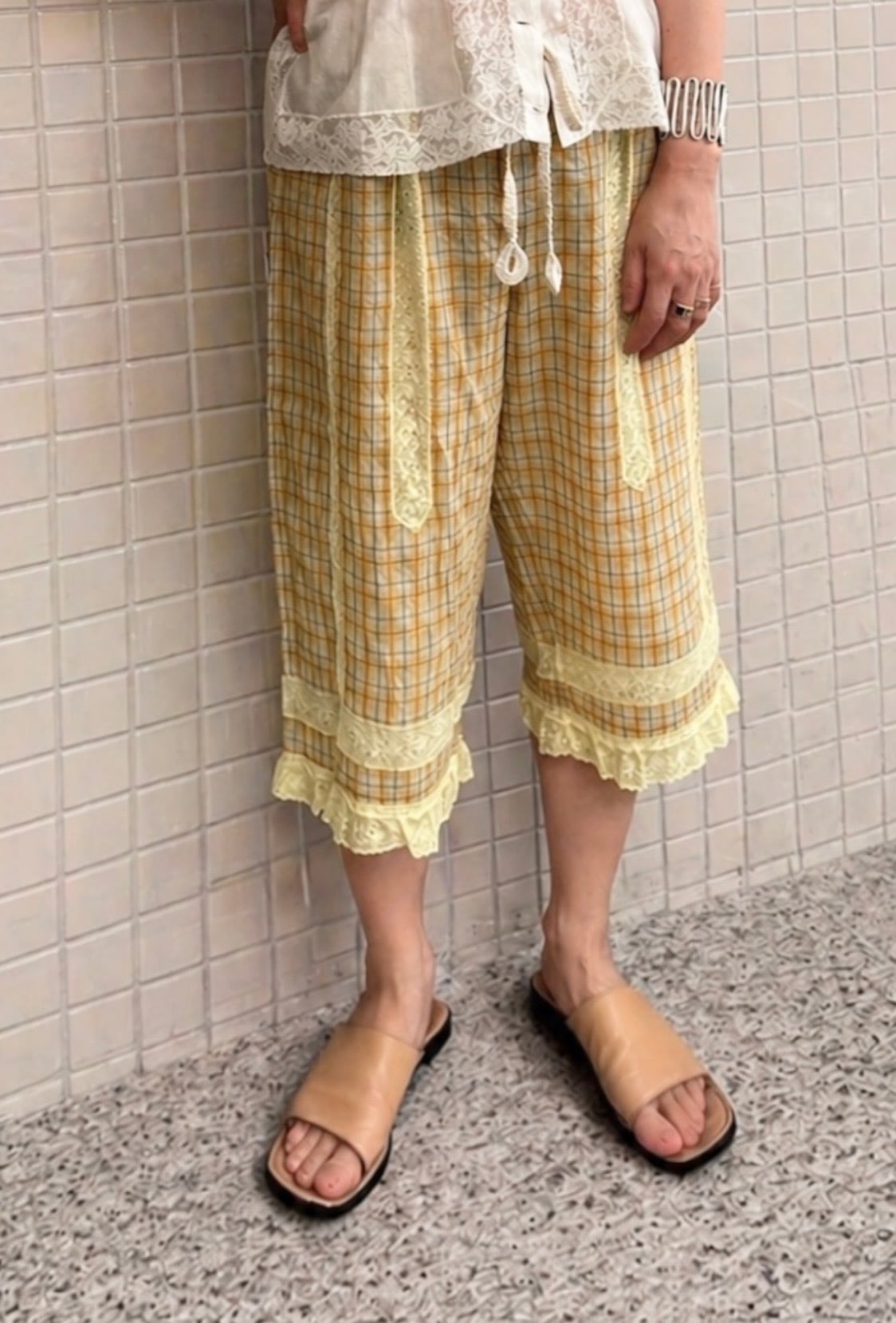 FUMIKA_UCHIDA  [PLAID VOILE CROPPED PANTS]