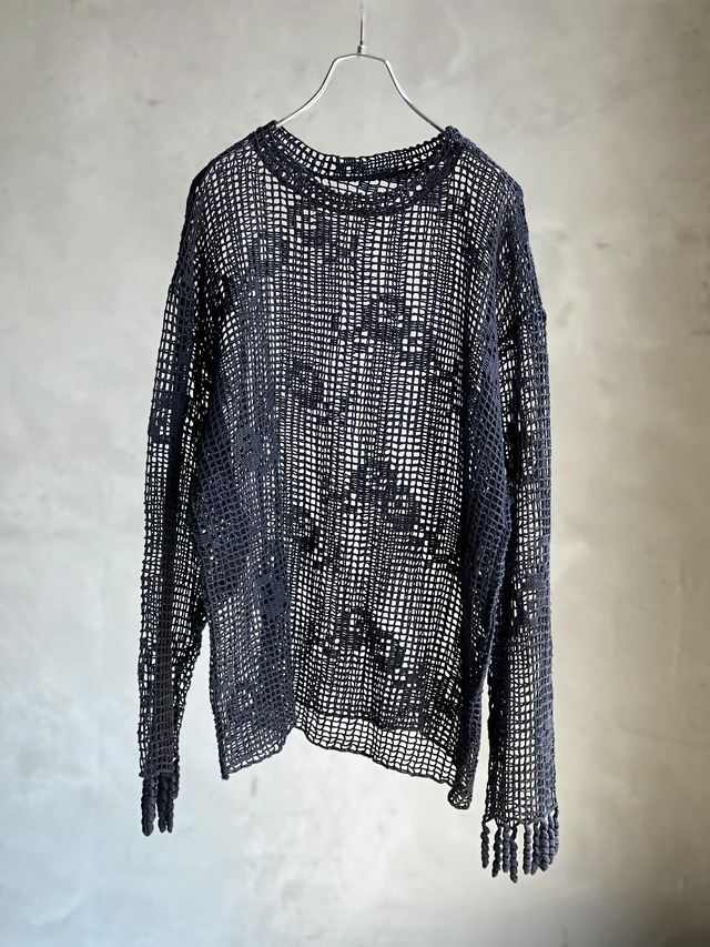 オーバーサイズフラワーポイントクロシェトップス