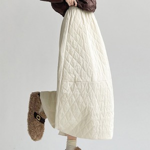 Quilted balloon A‑line midi skirt (SN298)