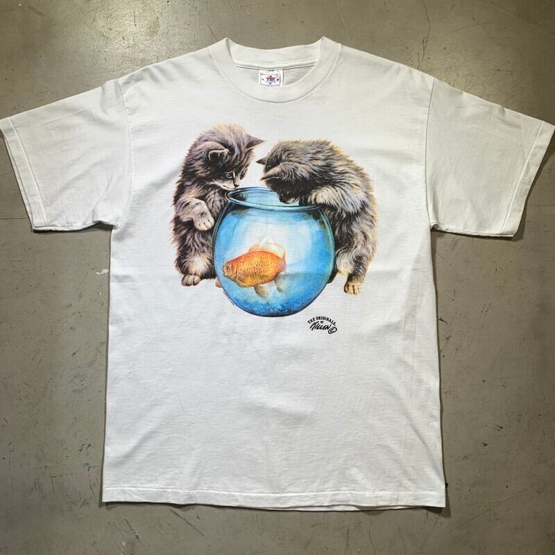 90's T.S.F. ORIGINALS プリントTee 小猫 金魚 Kittens Goldfish シングルステッチ ミントコンディション  ワンウォッシュ USA製 LARGE 希少 ヴィンテージ BA-1507 RM1926H | agito vintage powered by BASE