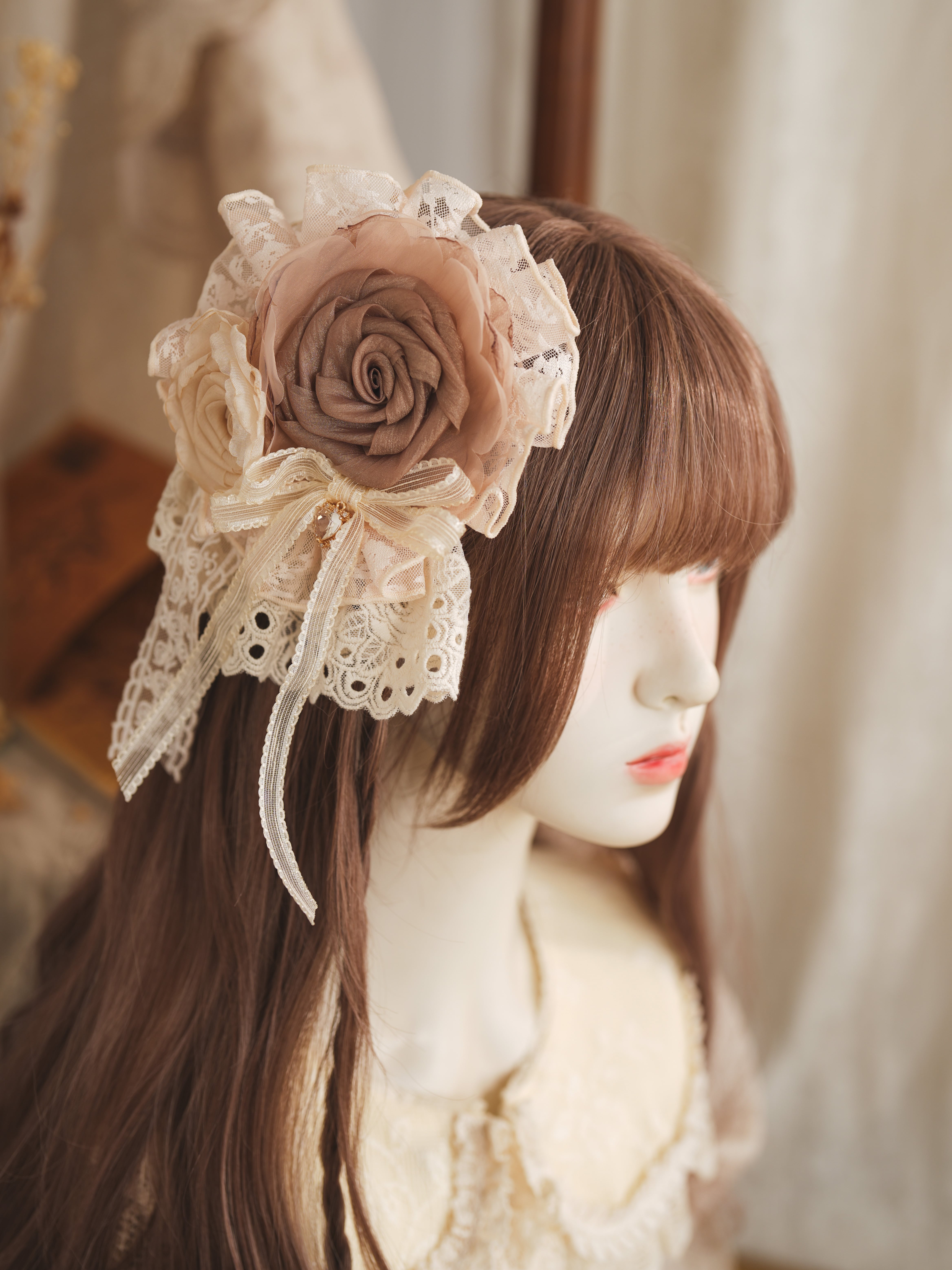 小夜啼鳥と薔薇 リボンローズクリップ | HoshibakoWorks