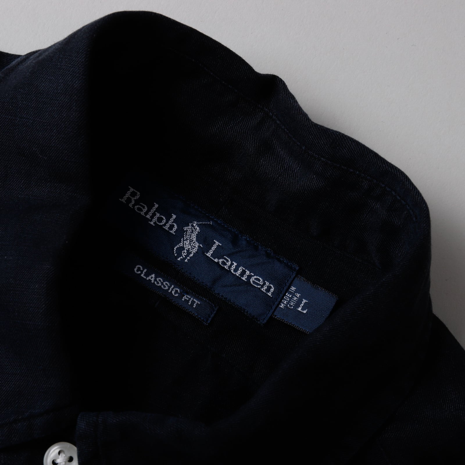極美品】80s Ralph Lauren special linen silk shirt Black big size