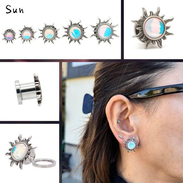 ボディピアス 00G 12mm オーロラ SUN 太陽ピアス 拡張ピアス