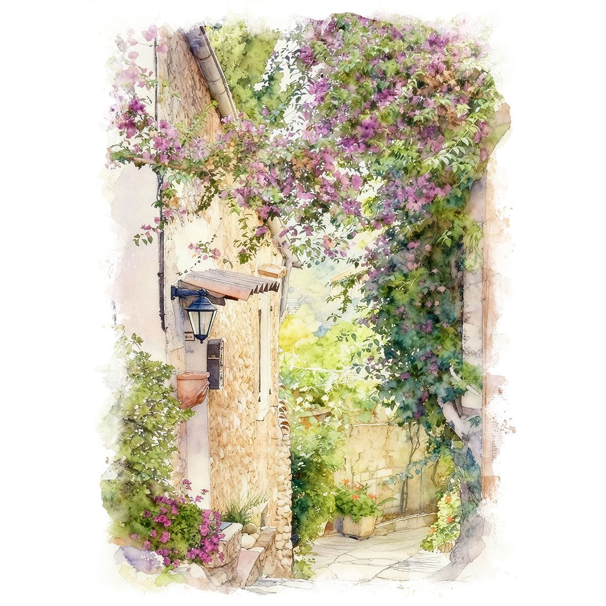 絵画 フランス 風景画(街並み) プロヴァンスの村 インテリアアート額