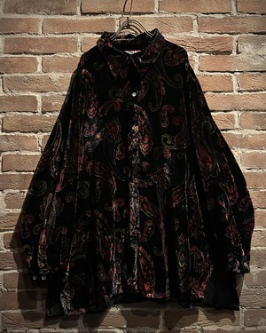 【Caka act3】Paisley Pattern Vintage Loose Velor Shirt