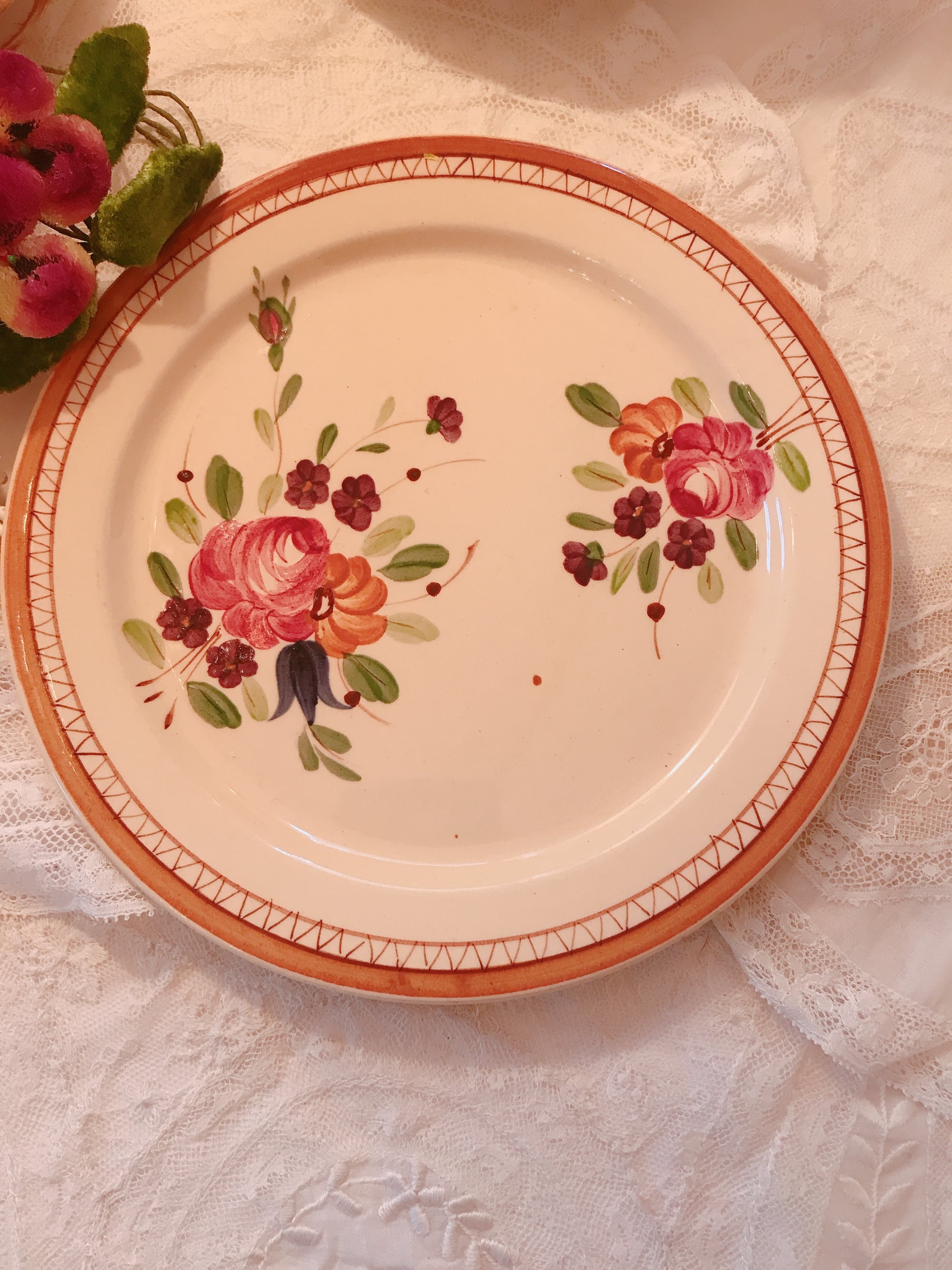 フランスアンティーク淡い花模様の大皿