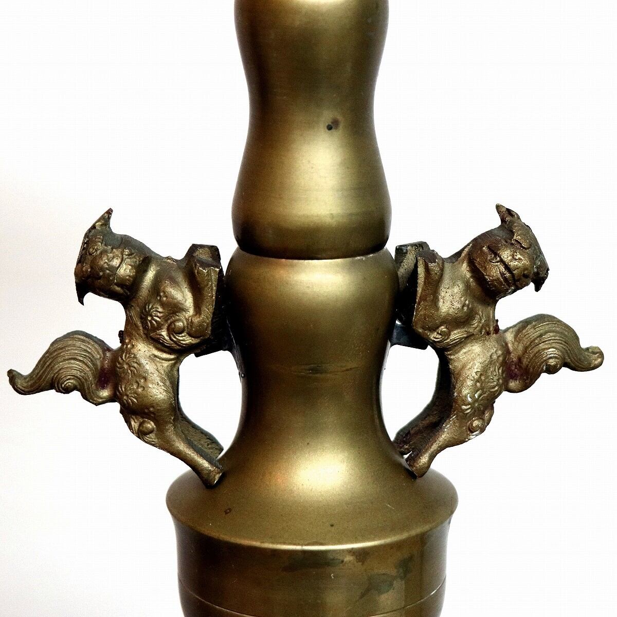 燭台・ろうそく立て・獅子耳・狛犬・2本セット・No.200708-596・梱包