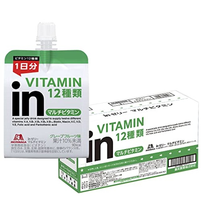 inゼリー マルチビタミン グレープフルーツ味 (180g×6個) 栄養補助ゼリー 10秒チャージ 1日分のビタミン12種類配合 栄養機能食品(ビオチン) 森永製菓