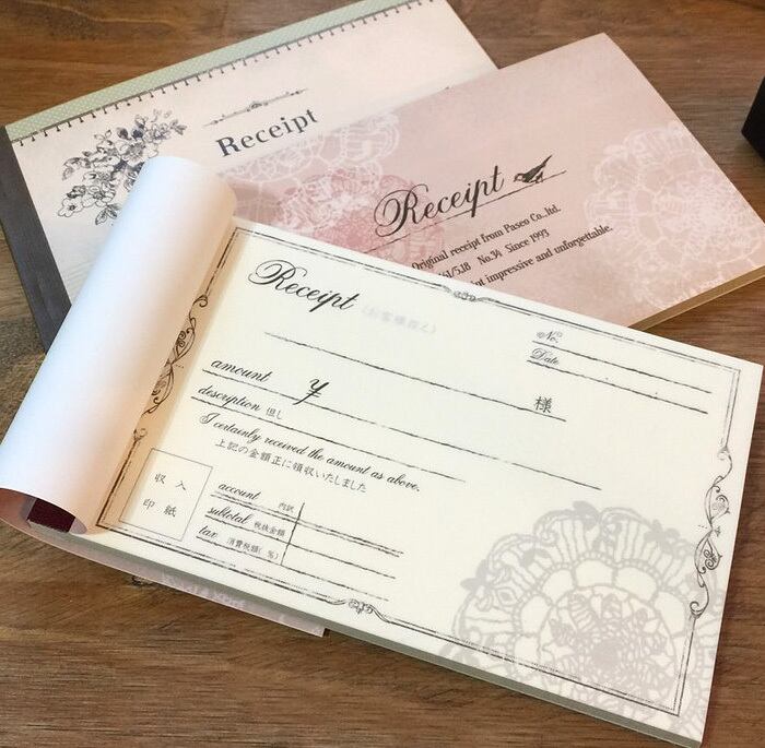 アンティーク風 おしゃれな 複写式領収書 全4柄 ナチュラル雑貨リリアンナ