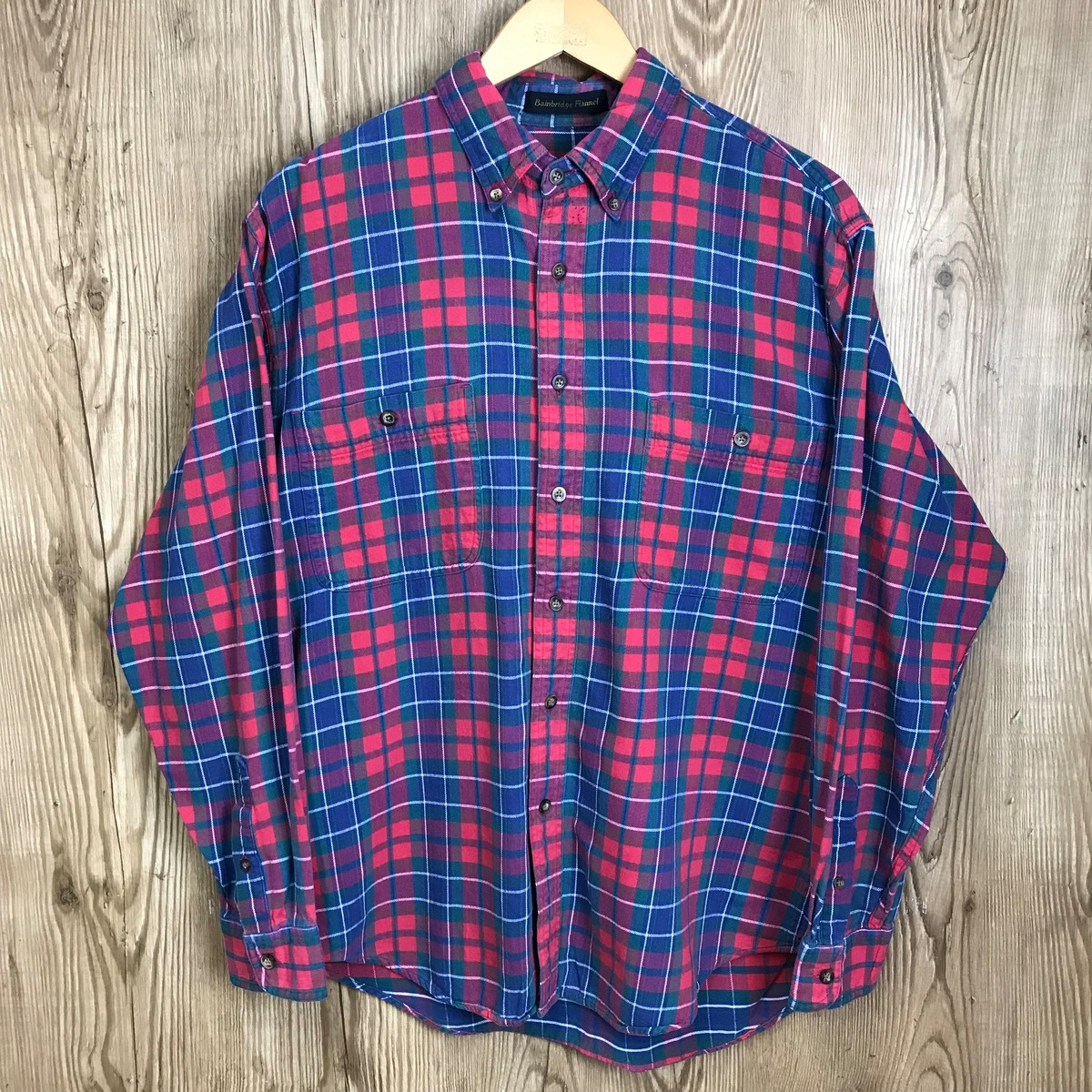 〇80s EDDIE BAUER エディーバウアー 黒タグ ボタンダウン チェック柄 