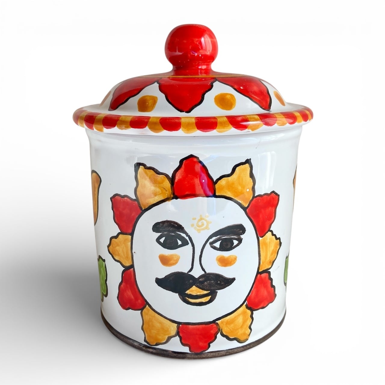 outlet]キャニスター 中 CAN014 マヨリカ焼き イタリア陶器 太陽