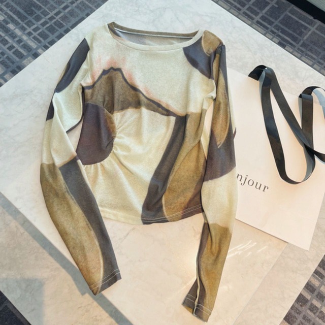 Abstract Crew Neck Top 00761