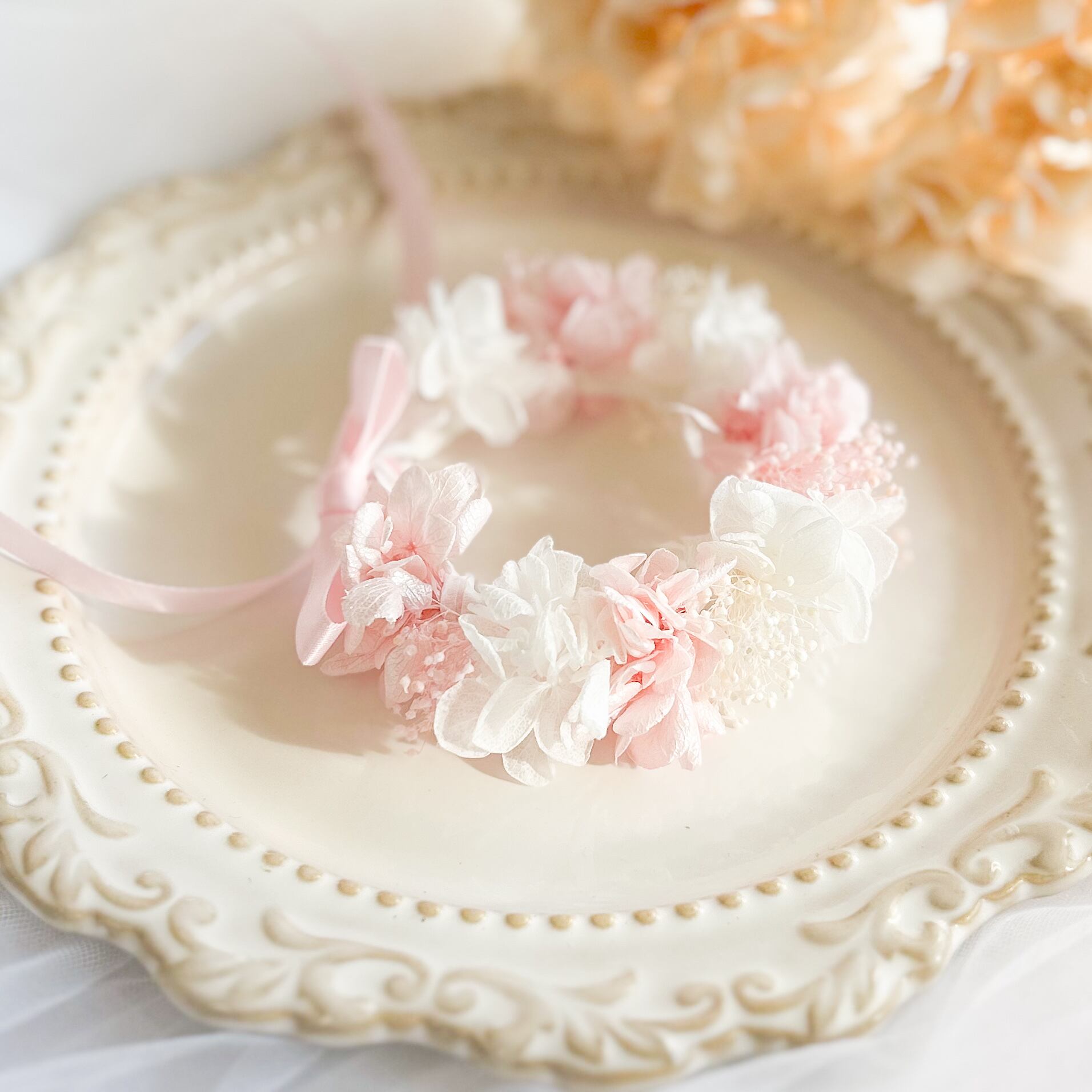 Pink white 【ペット花冠】