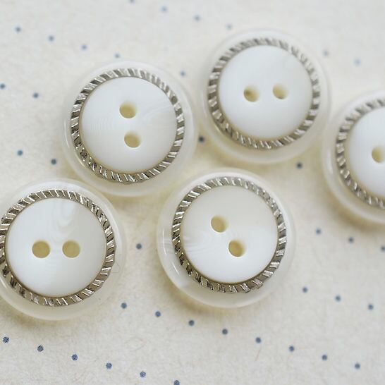 シルバーリング×ホワイトマーブル 2穴 15㎜