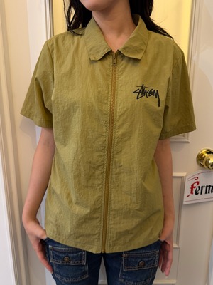 Stussy/ vintage nylon logo zip tops .(o)