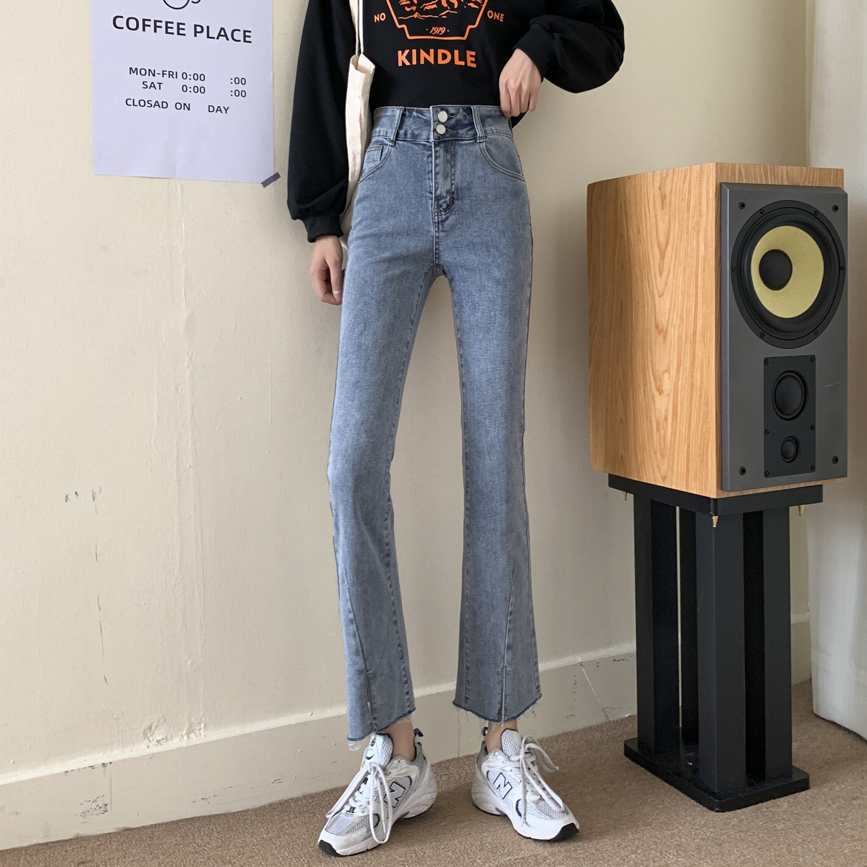 ブラックジーンズ スプリングオータムパンツ 春物 秋物 1号婦人85485950036