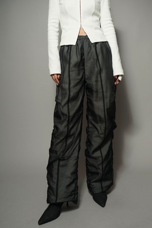 ORGANDY LAYERED PANTS  (BLACK×WHITE) 2403-46-07