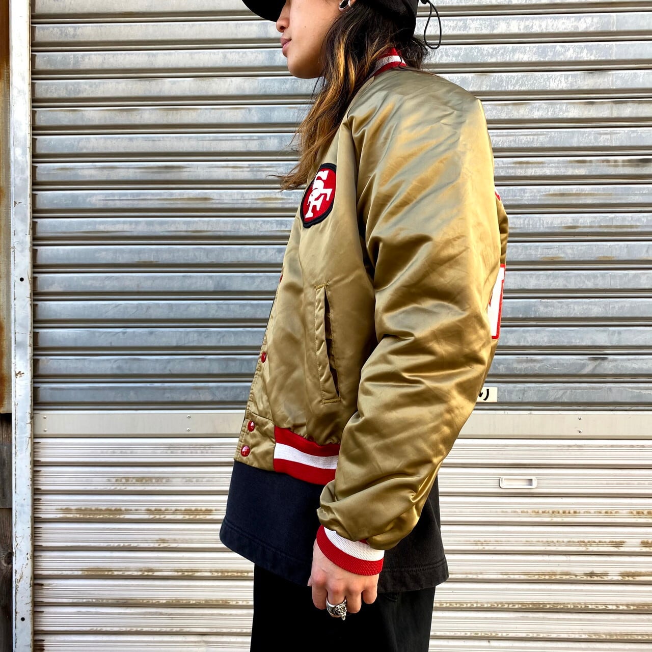 90年代 スターター NFL 49ers ナイロンスタジャン メンズL 古着 USA製 