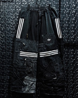 【ÆIEM】Special “original re:make” vintage patch work design asymmetry denim pants