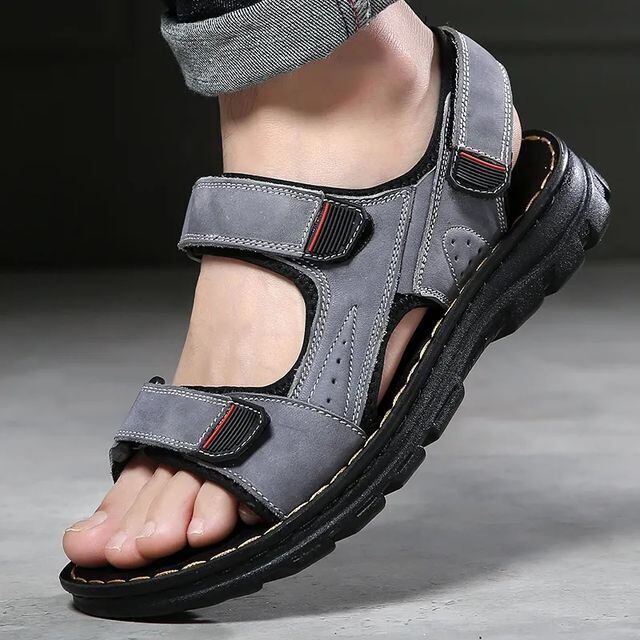 【予約販売】サンダル メンズ フラット カジュアル シック レザー 靴 ブラック ブラウン グレー お洒落 こなれ感 24.5cm/25cm/25.5cm/26cm/26.5cm/27cm